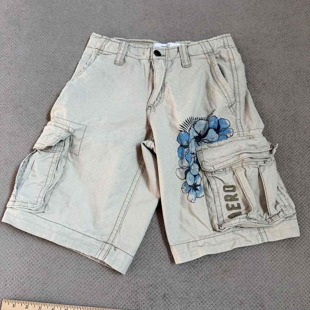 Vintage 2000s Aeropostale Khaki Cargo Shorts Floral Blue Size 28